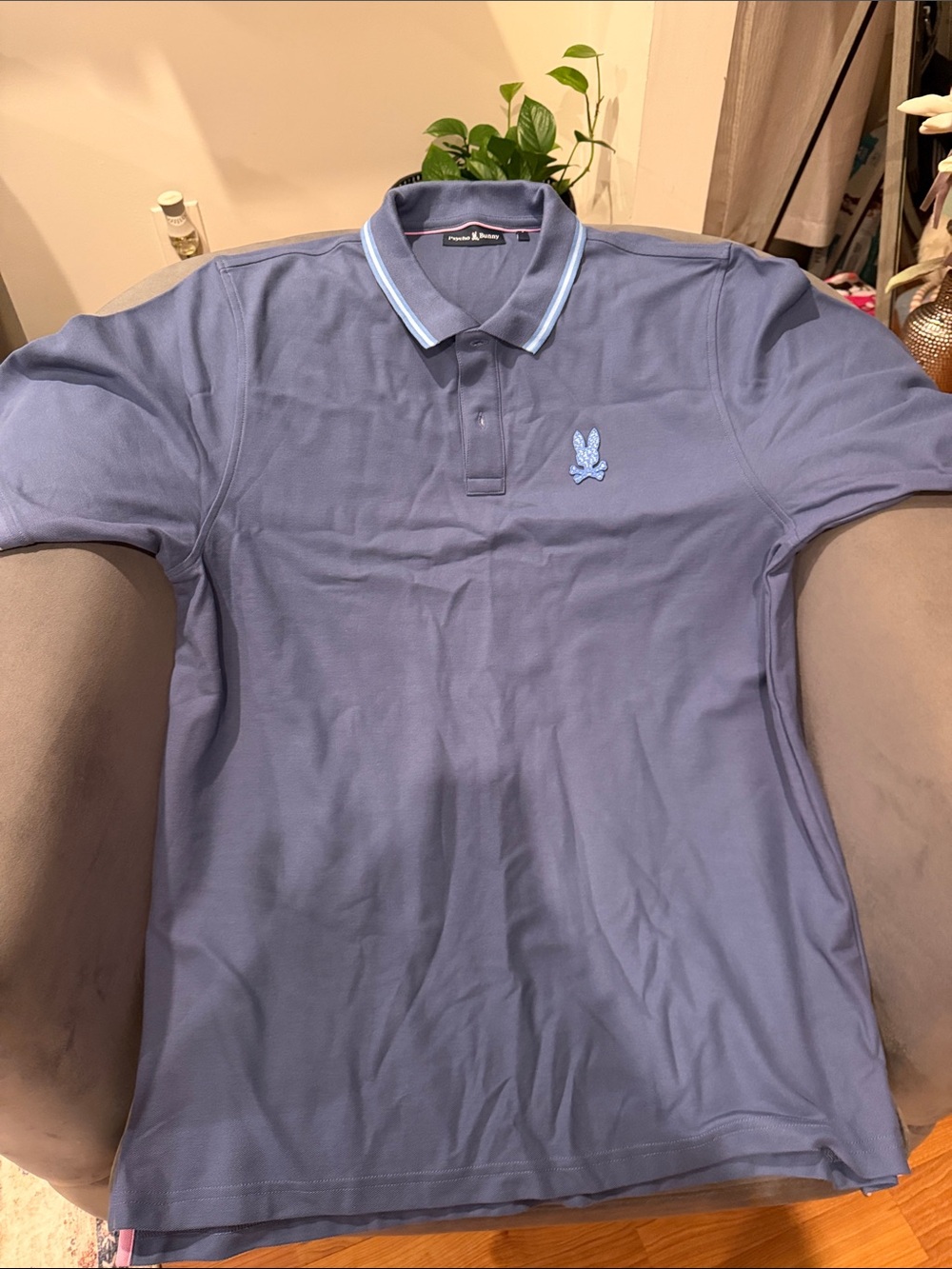 Psycho Bunny Polo Shirt in Slate Blue with Light-Blue Trim
